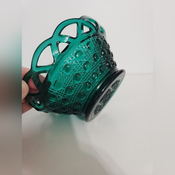 Imperial Glass  Green Laced Edge Diamond pattern bowls - Picture 8 of 10